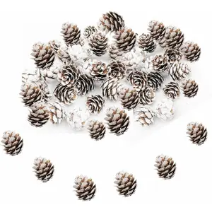 180 PCS Rustic Mini Pine Cones, White Christmas Snow Pinecones Ornaments,Wood Frosted Pine Cone Ornaments for Thangksgiving, Christmas, Autumn, Home, Party,Decorations,DIY Crafts and Gifts