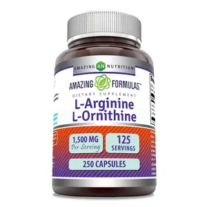 Amazing Formulas L-Arginine / L-Ornithine Supplement | 1500 Mg per Serving | 250 Capsules | Non-GMO | Gluten-Free | Made in USA