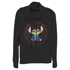 Junior's Lilo & Stitch Ohana Rainbow Pride Cowl Neck Sweatshirt