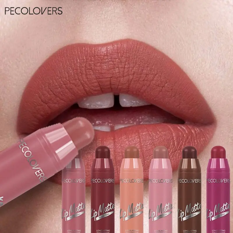 1PC Velvet Matte Lipsticks Pencil Waterproof Long Lasting Nude Lip Stick on-Stick Cup Makeup Lip Tint Pen Cosmetic Lippie Pencil