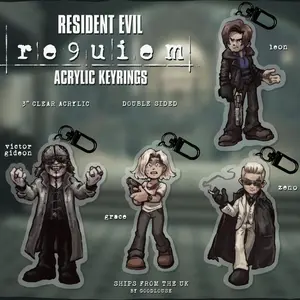 Resident Evil Requiem Keyrings || Leon Kennedy, Grace Ashcroft, Victor Gideon and [SPOILER CHARACTER] ||