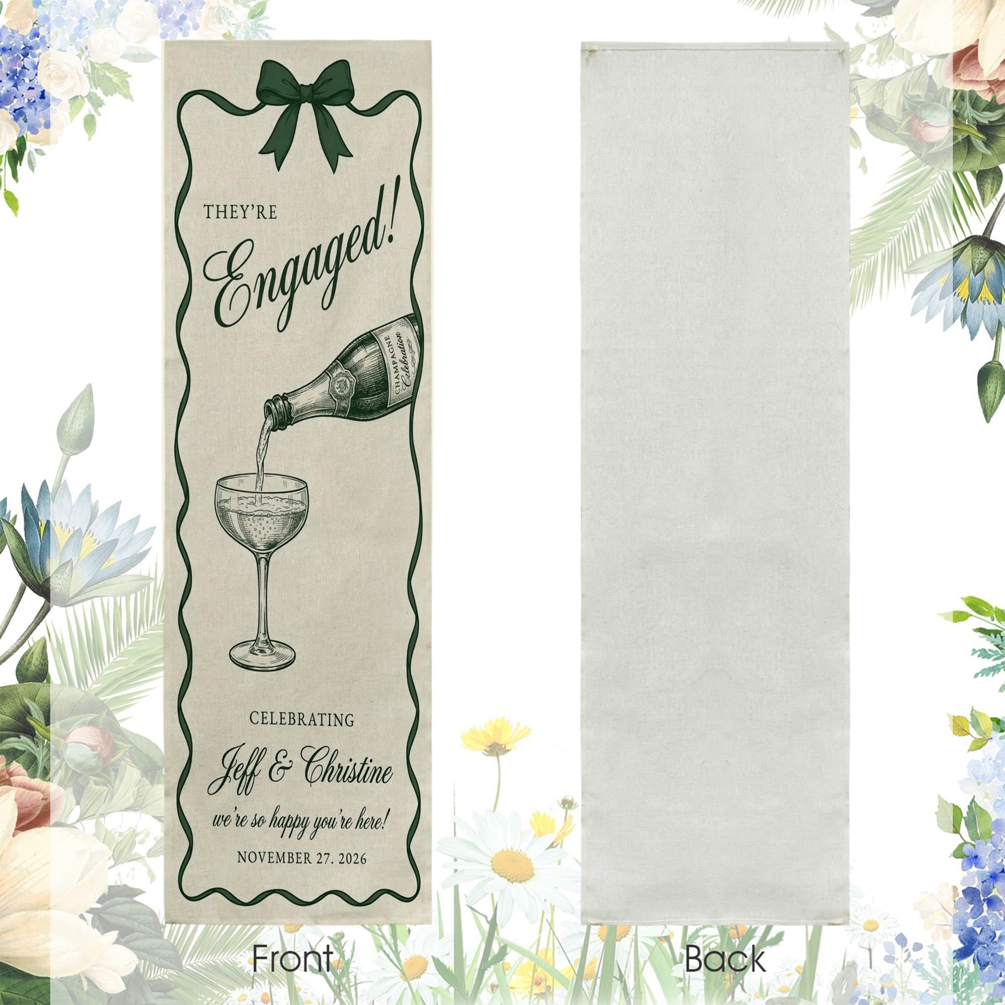 Personalized Linen Cotton Tapestry, Welcome Engagement Sign, Party Banner, Champagne Decor, Garden Wedding Art, Couple Party Sign, Gift for Couple, Personalized Mothers Day Gifts Personalized Linen Cotton Tapestry, Welcome Engagement Sign, Party Banner, Champagne Decor, Garden Wedding Art, Couple Party Sign, Gift for Couple, Personalized Mothers Day Gifts