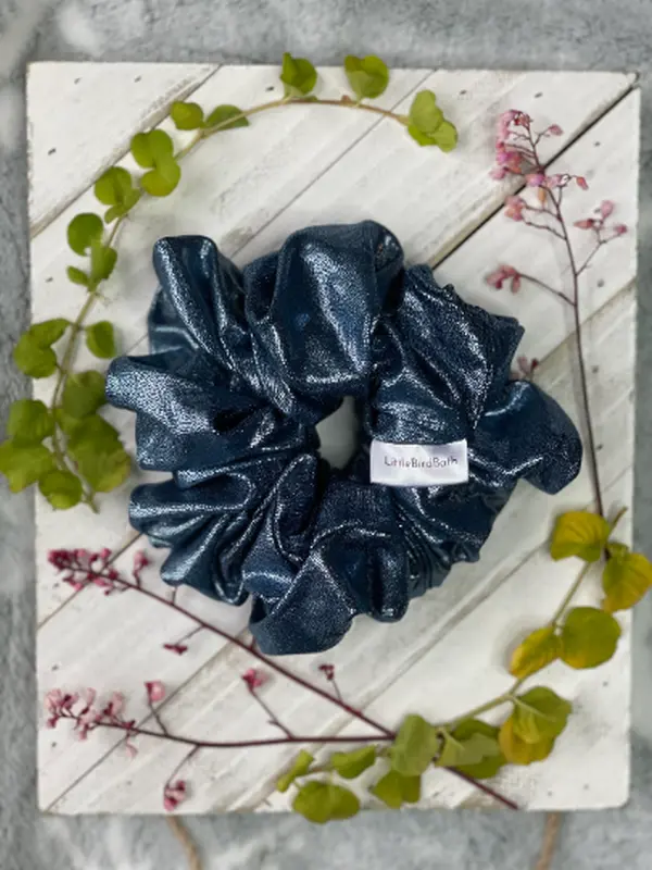 Metallic blue scrunchie
