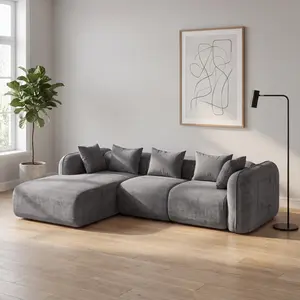 【JOYVELLEHEIM】104.3″ Oversized Cloud Sectional Boneless Couch for Living Room, Modern Compressed L Shape Couch with 5 Throw Pillows, Chenille Deep Seat Memory Foam Spineless 4 Seater Sofa, Washable Covers, budget friendly para sala nugget couch furniture