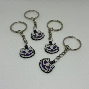 Purple Skeleton Cat Keychain