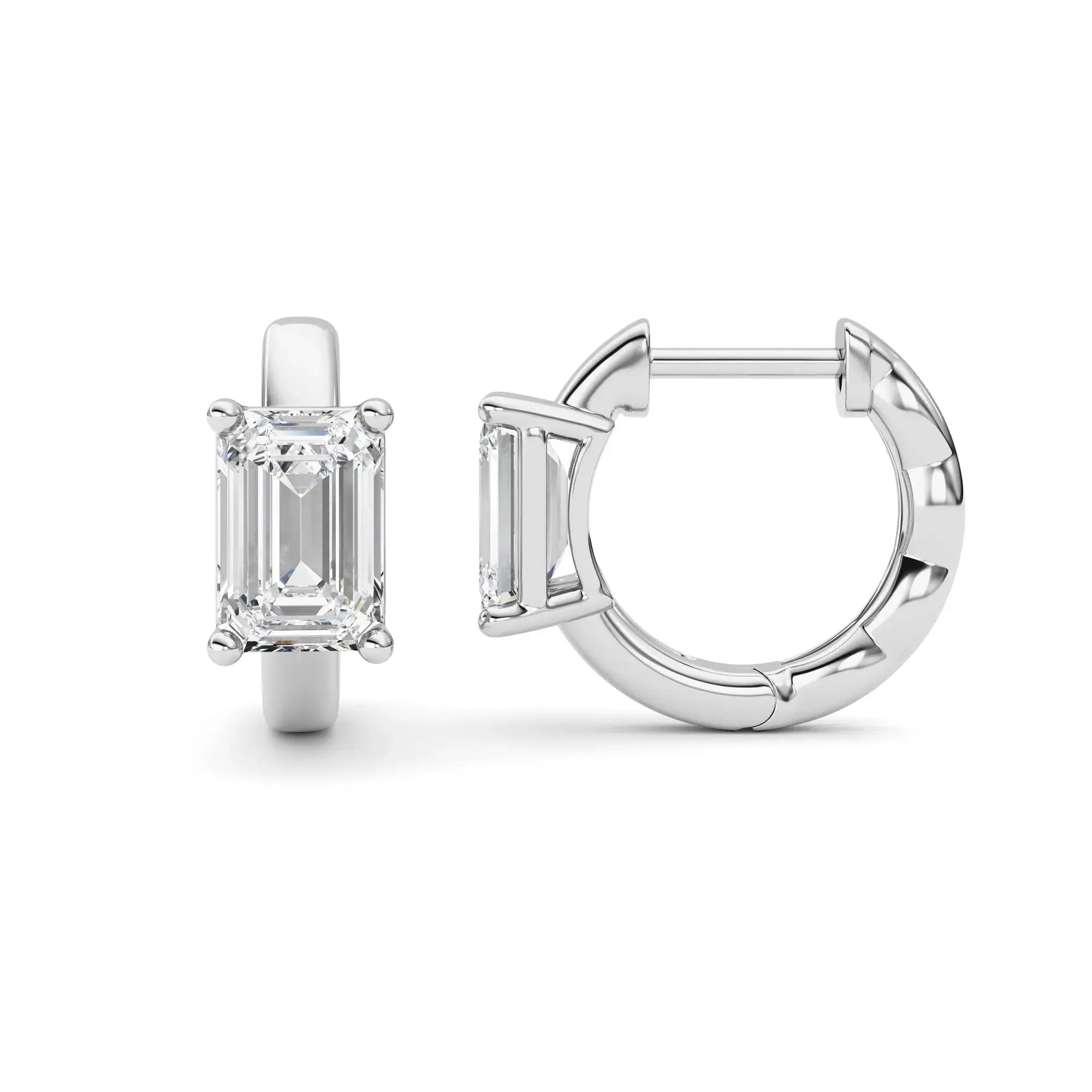 1.96ct 14K White Gold Emerald Fancy Diamond Hoop Earrings (IGI Certified)