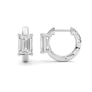 1.96ct 14K White Gold Emerald Fancy Diamond Hoop Earrings (IGI Certified)