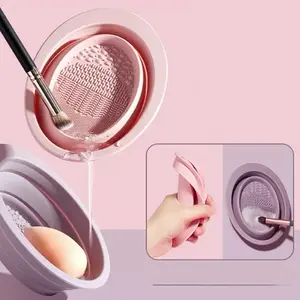 Silicone Makeup Brush Cleaner Bowl with Fragrance-Free Cleaning Pad, Ideal for Eyebrow Powder, Face & Eye Shadow Brushes, Easy-To-Use