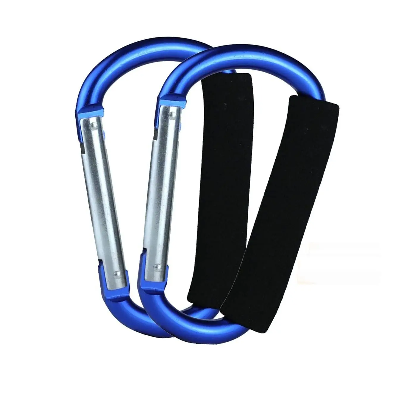 Hooks by ,2 pcs Carabiner  Hook Organizer for Hanging Purses, Diaper Bag, Shopping Bags. Clip Fits Single/ Travel Systems,  Seats and Joggers (Blue)