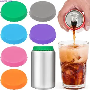 6-Pack Silicone Soda Can Covers, Reusable Pop Stopper Lids, Leakproof Can Protectors for Soda, Beer, Juice, Coke & Beverage Drinkware, Travel & Outdoor Use