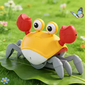 Baby prone position time control crawling crab baby toy - with music can be turned off 2 3 4 5 6 7 8 9 10 Male baby 3-6 Learning crawling 9-18 Learning to walk toddler 1st birthday gift, 3 size 5 batteries need to be prepared by oneself