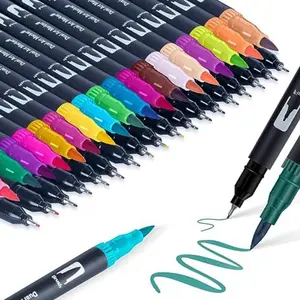 Double-Ended Brush Markers Set, Dual Brush Pens, Water-Based Ink, Colorful Markers for Adult Coloring Books and Calligraphy, Ideal for Creative Art