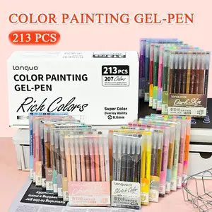 Christmas Art Creation Top Solution! Languo 213 Neutral Pens, 207 Colors, Multi-Art-Style, 0.6mm Fine Tip, Professional Set, Student Painting Supplies