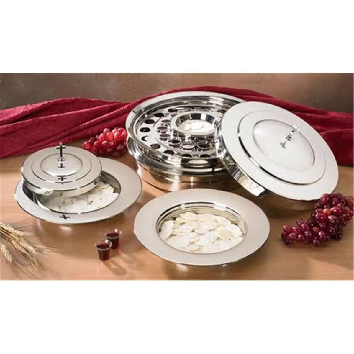 Silver Stacking Communion Tray with 40 Holes - Classic Silver Plates Accessory for Churches, Religious Institutions, Tableware Display Tray Plates