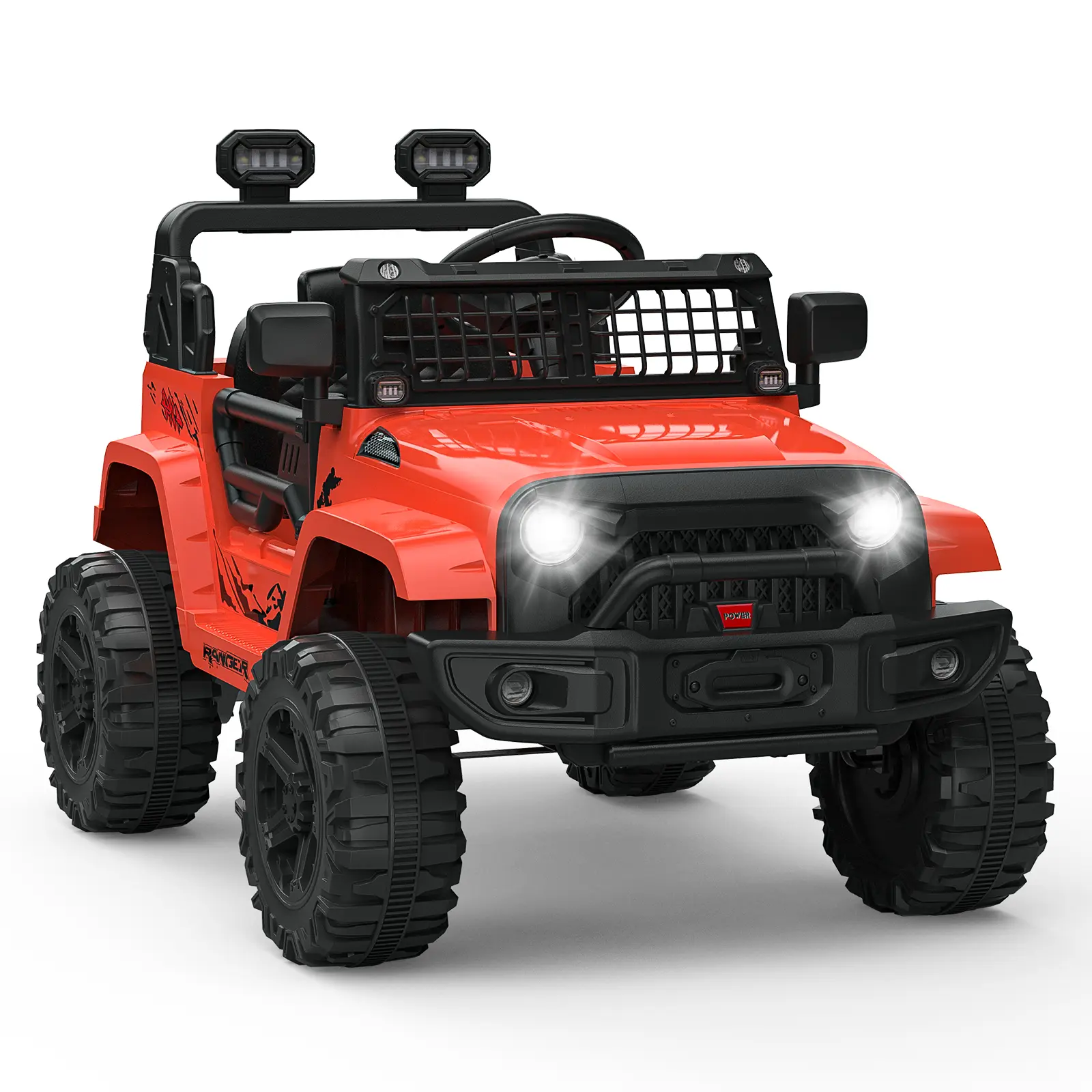 Premium 12V Kids Ride On Truck Electric Car Toy with 2.4G Parent Remote Control, Dual 35W Powerful Motors Spring Suspension Off-Road Vehicle, MP3 Music LED Lights 3-Point Safety Belt for Boys Girls Ages 3-7 Years 62 Lbs Capacity, Red
