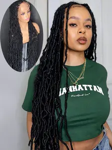 Dosay 40 Inches Long Synthetic Dreadlocks Braided Wigs #1B Soft Full Lace Twist Braids Wigs For Black Woman Knotless Box Braided Lace Front Wigs
