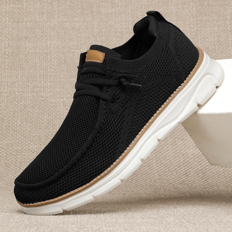 Men's Casual Mesh Breathable Solid Color Slip On Shoes Lightweight Comfortable Sports Running Loafers Knitted Mesh Platform Sneakers Boy Footwear Sneaker Closed Training Runner Athletic Trainer