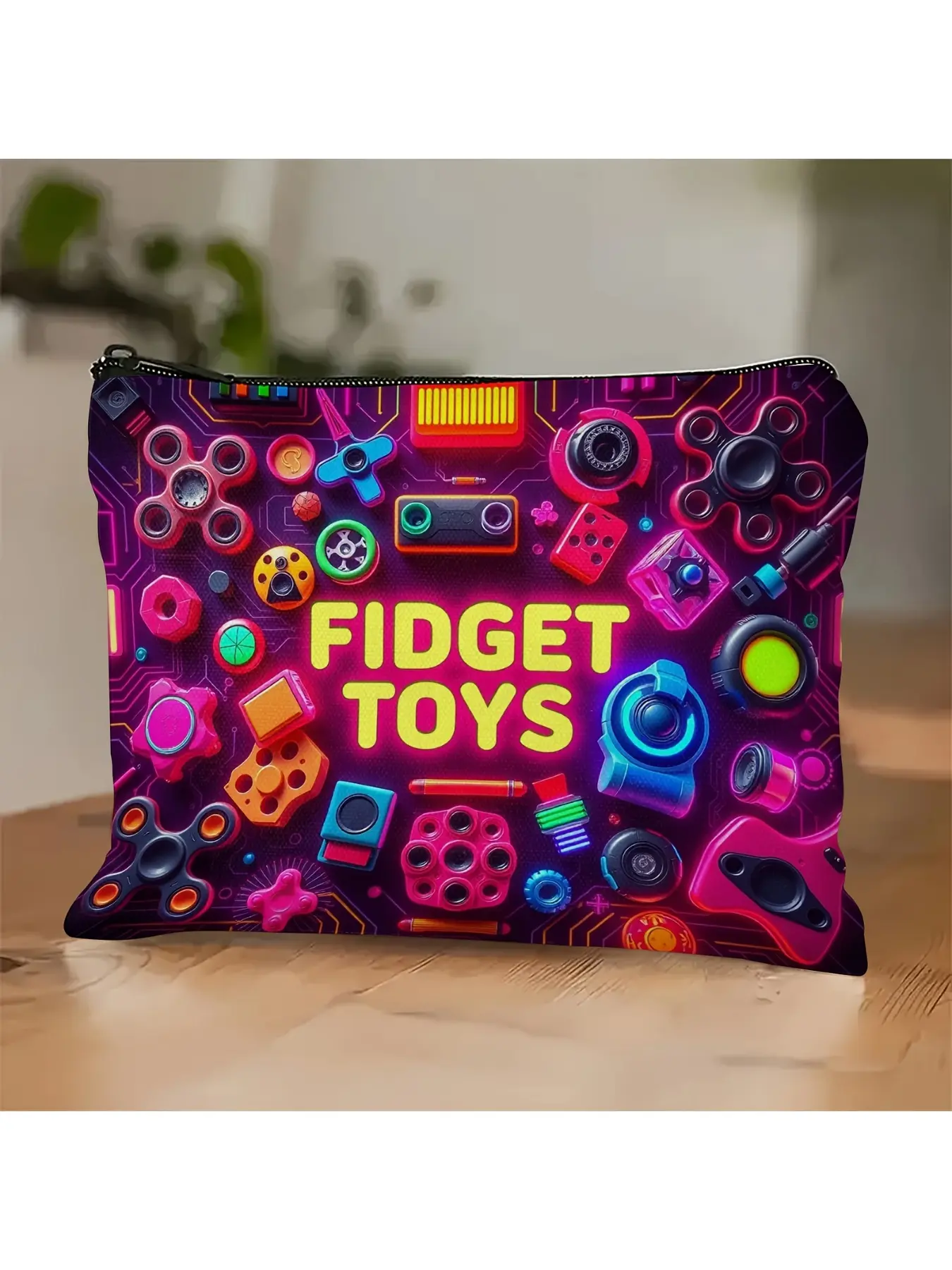 A Fidget Spinner-Shaped Printed Cosmetics And Additions Makeup Organizer Bag That Satisfies The Senses And Perfectly Stores Small Items, Supplies, And Travel Essentials, Makeup Bags