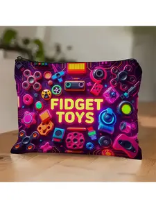 A Fidget Spinner-Shaped Printed Cosmetics And Additions Makeup Organizer Bag That Satisfies The Senses And Perfectly Stores Small Items, Supplies, And Travel Essentials