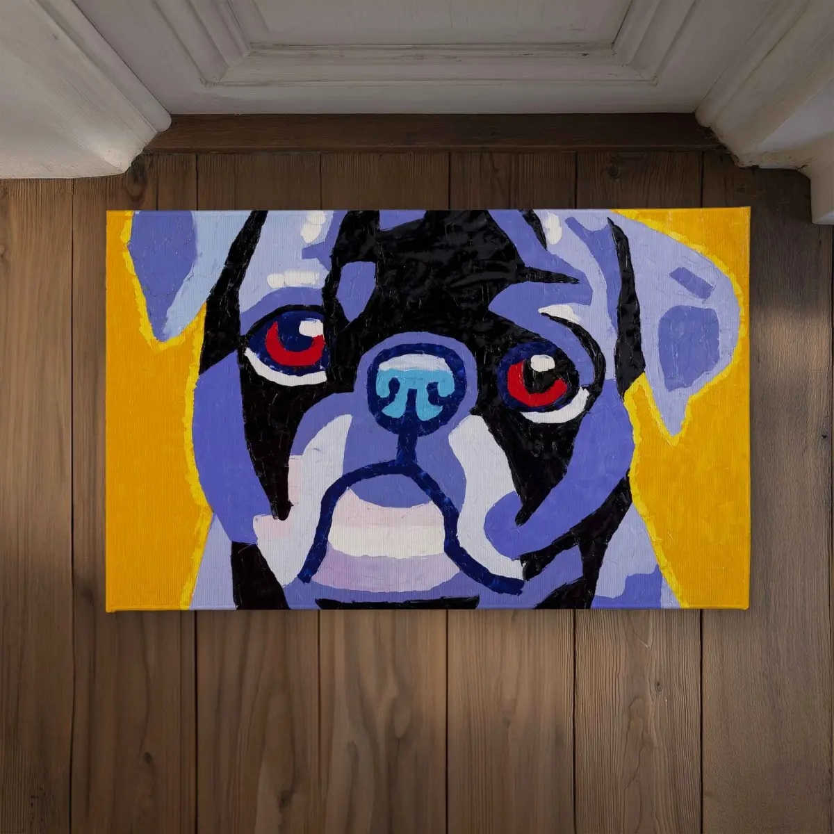 Begin Home Decor CODM2134X1OZN2 21 x 34 in. Flash The Pug Orange Pop Art Door Mat - Indoor & Outdoor Decor