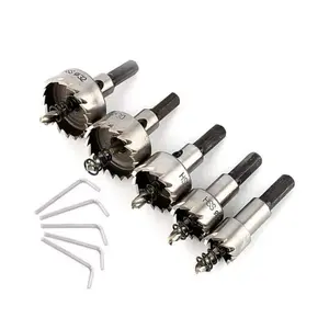 5 PCS HSS Hole Saw Cutter - 16mm/18.5mm/20mm/25mm/30mm Drill Bits Set, Heavy Duty Tool Kit for Stainless Steel, Aluminum Alloy, Plastic and Wood
