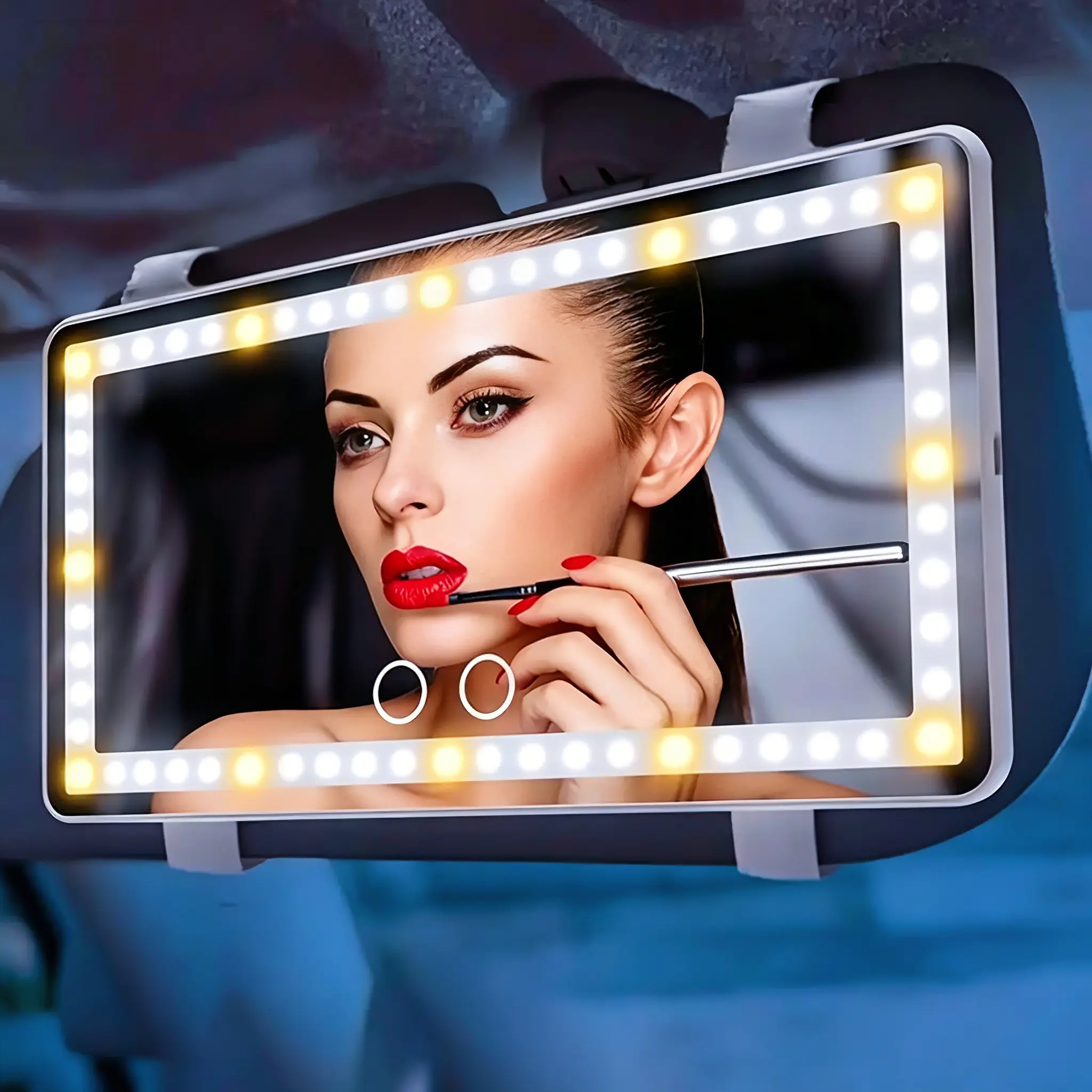 【Summer Survivals 】Joytutus  Sun Visor Vanity Mirror with 60 Dimmable Touch Control LEDs, Rechargeable (50% Brighter, 60% More Energy Efficient), Universal Fit, Included Batteries, Led  Ambient Light, Automotive Decoration Accessory,  Accessories