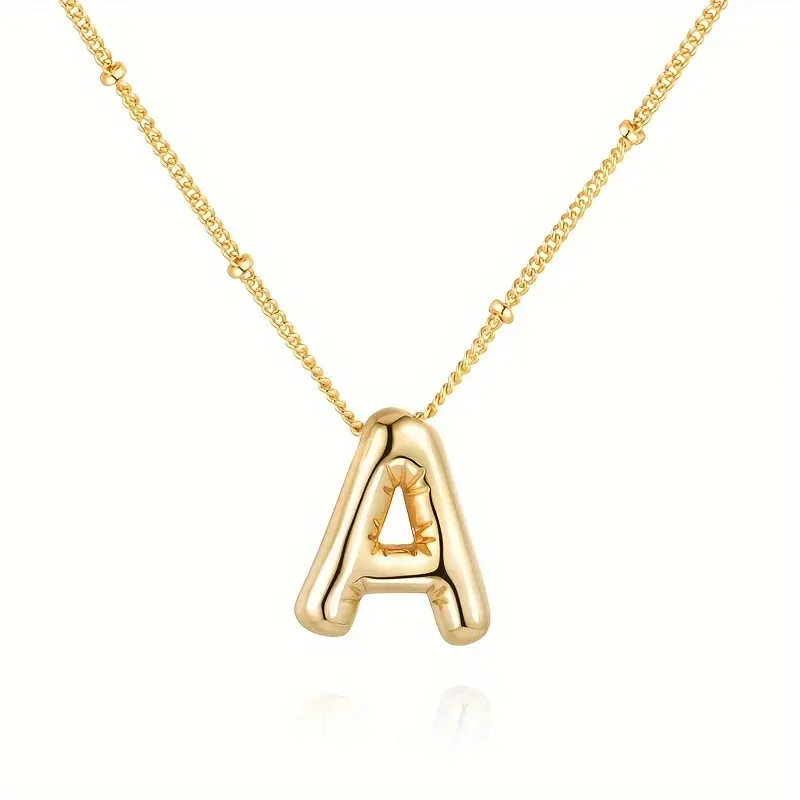 5pc Women's A-Z Bubble Letter Necklace -  A-Z Alphabet Pendant, Cute & Elegant Ized Initial Jewelry Gift for Valentine's Day, Birthdays, Casual Attire & Special Occasions