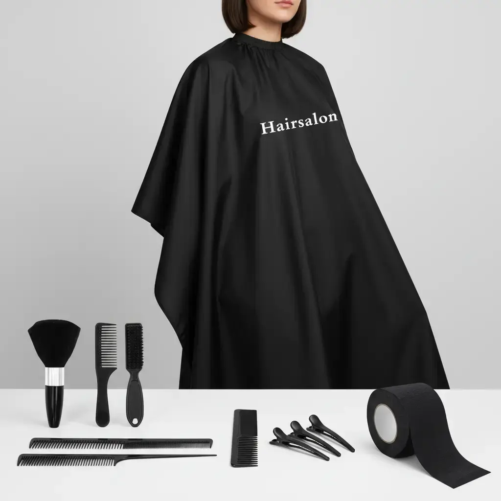 10 in 1 Barber Cape Kit, Hair Cutting Cape Neck Duster Brush Combs, Clips & Cleaning Supplies for Home Men Father Gifts Black Lightweight