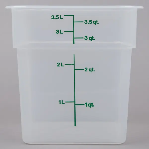 Cambro CamSquares 4 Qt. Translucent Square Polypropylene Food Storage Container with Green Lid Airtight Kitchen Sturdy Utensils foodstorage freezersafe containers needs tiktok shop must have s food cover microwave-safe