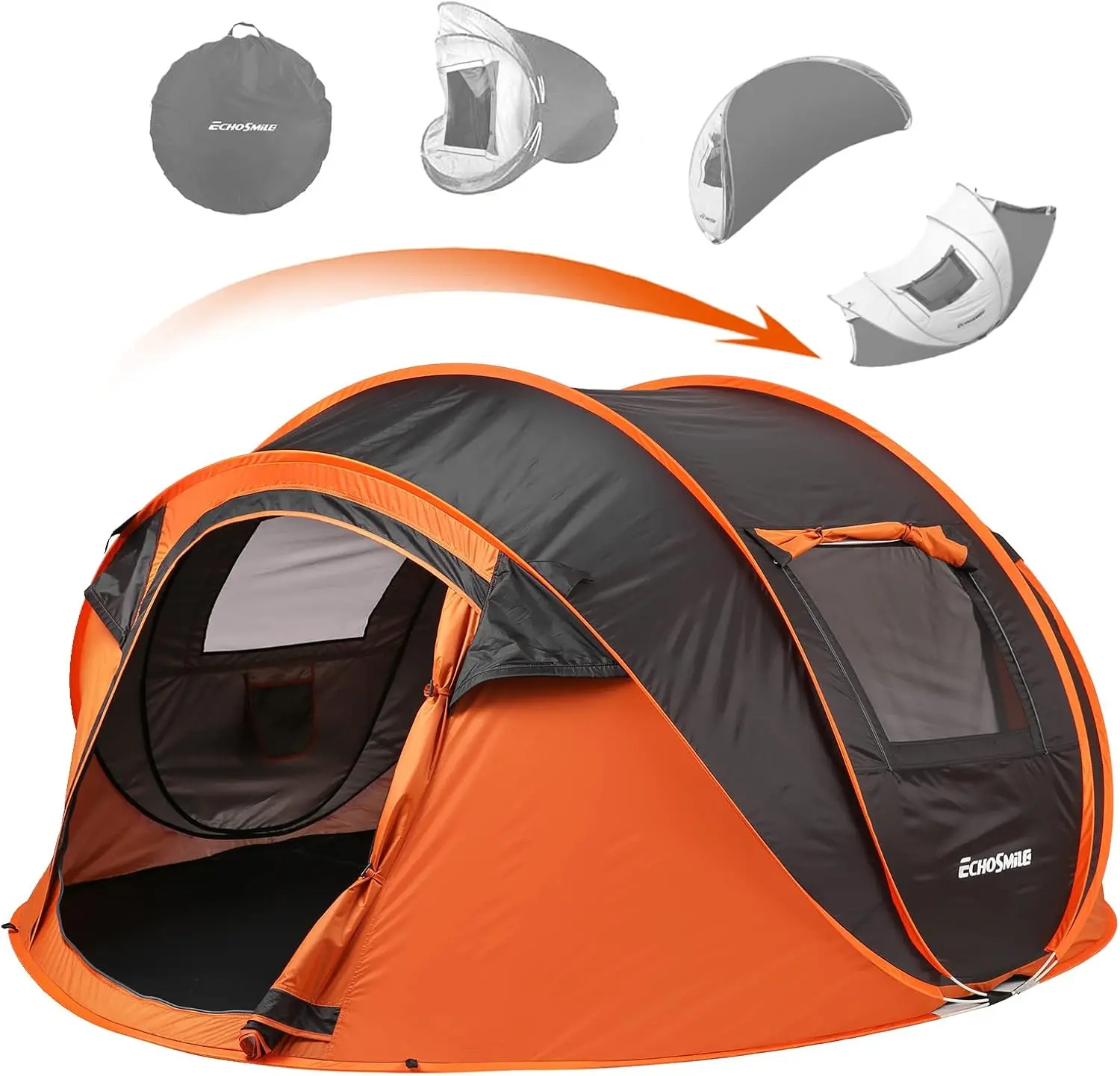 EchoSmile Pop-Up Camping Tent for Family | 2/6/8 Person Waterproof Dome | Easy Instant Setup with Carry Bag | Beach Tent & Camping Essentials for Outdoor Hiking