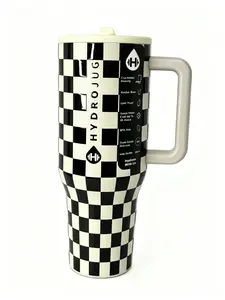 HydroJug 40oz Checkerboard Insulated Water Bottle, Leak-Resistant Tumbler, BPA-Free Portable Drinkware with Ergonomic Handle for On-the-Go Use, Lightweight Stylish Vacuum Flask Mug