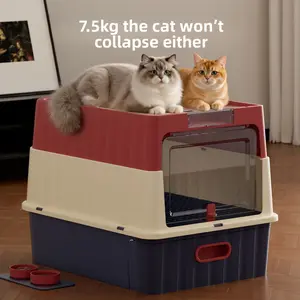 Extra Large Drawer Type Cat Litter Box Double Door Design Anti-Splashing Odor Control Cat Toilet