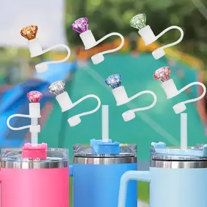 6PCS Of Carefully Adjustable Straw Covers Reusable Silicone Tops for Diamond Straw Topper, Perfect for Birthday Parties, Everyday Use,Business Trips And Holidays