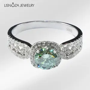 【#57 Mint Green Square Wrap Design Ring】Synthetic Moissanite Mint Green Square Wrap Design Ring in 925 Silver，1ct