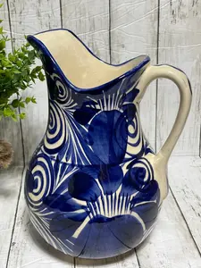 Mexico Blue Talavera Guanajuato ceramic pitcher - jarra Talavera Azul - Blue flower pottery - Blue talavera 1gal pitcher - Blue flower Bowls