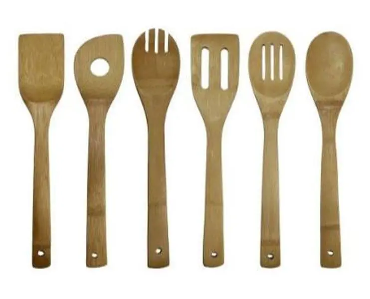 212 MAIN 6-Piece Bamboo Kitchen Utensils Set - 11.75" Wooden Cooking Tools Including Spoon, Spatula, Turner, Organizer for Camping, Outdoor Use, Spoons, Holiday, Housewarming, Outdoor Cooks, Slotted Tips