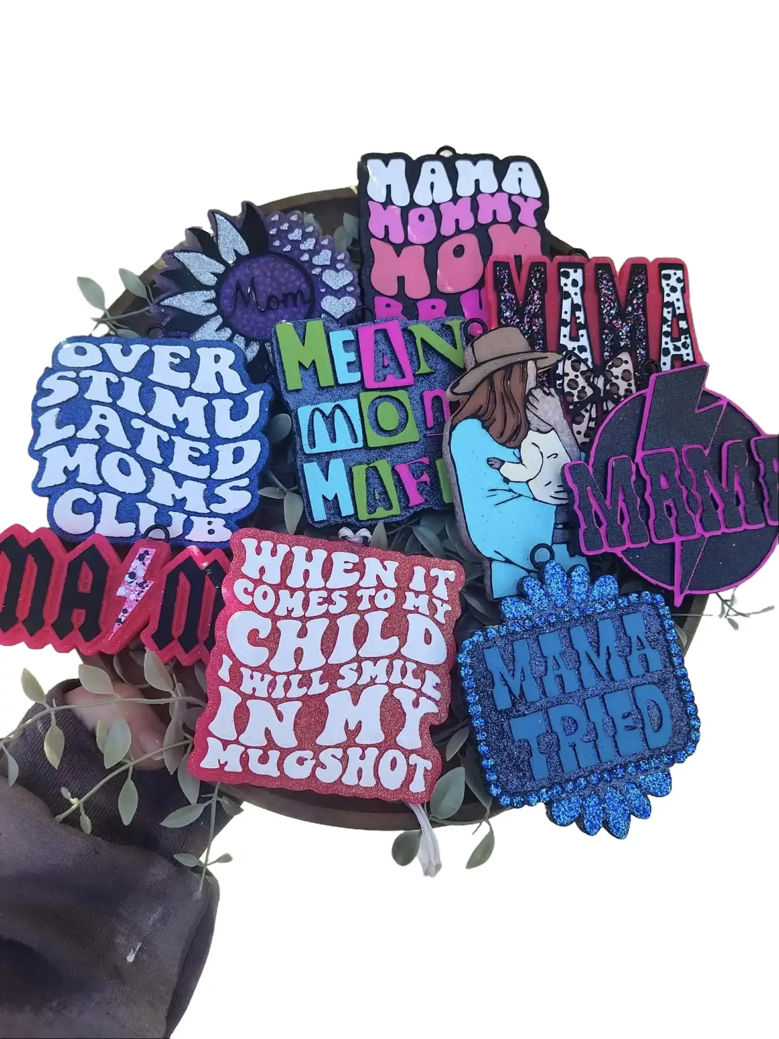 Customizable Car Fragrance Freshie for Cars, Featuring Mom, Mommy, Mama, Bruh Themed Designs, Car Diffuser, Car Accessory