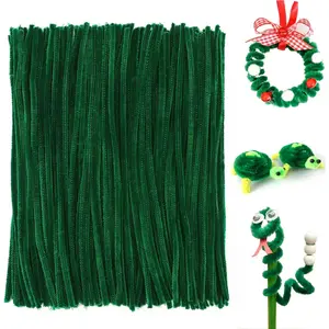 St Parker's Day Craft Pipecleaners 200 Count Dark Green Pipe Cleaners 0.23"X12" Plush Chenilles Stems for DIY Arts Crafts & Cleaning