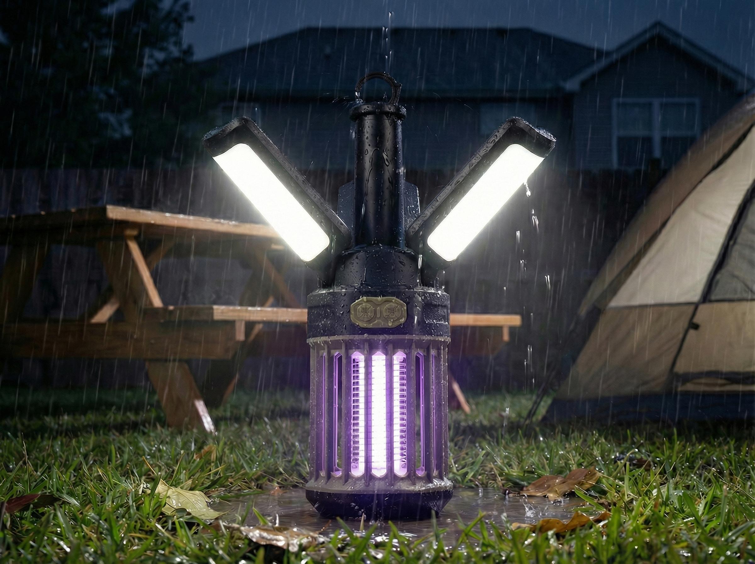 2-Pack Camping Lantern – 3 Color Temperatures (White/Warm/Red), Mosquito Repellent & Light Combo, 3000mAh Long Battery, Adjustable Multi-Angle Head, IPX6 Waterproof, Lightweight Hanging Hook for Outdoor & Home Swivel Headrest Chair