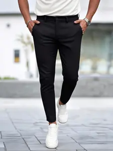 Men's Business Casual Classic Fitted Pants, Comfortable Breathable, Perfect for Daily Work and Dates, Stylish and Versatile