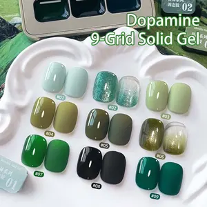9Colors 2025 Spring Nail Art Green Color Nail Polish Hard Long-Lasting Patting Glue Gradient Effect Nail Art Gift Nail Art Shop DIY Nail Art