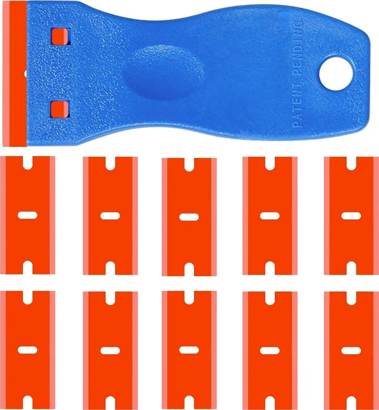 Double Edged Plastic Razor Blade Scrapers Knife with Contoured Grip for Scraping Labels and Sticker From Glass, Windshields