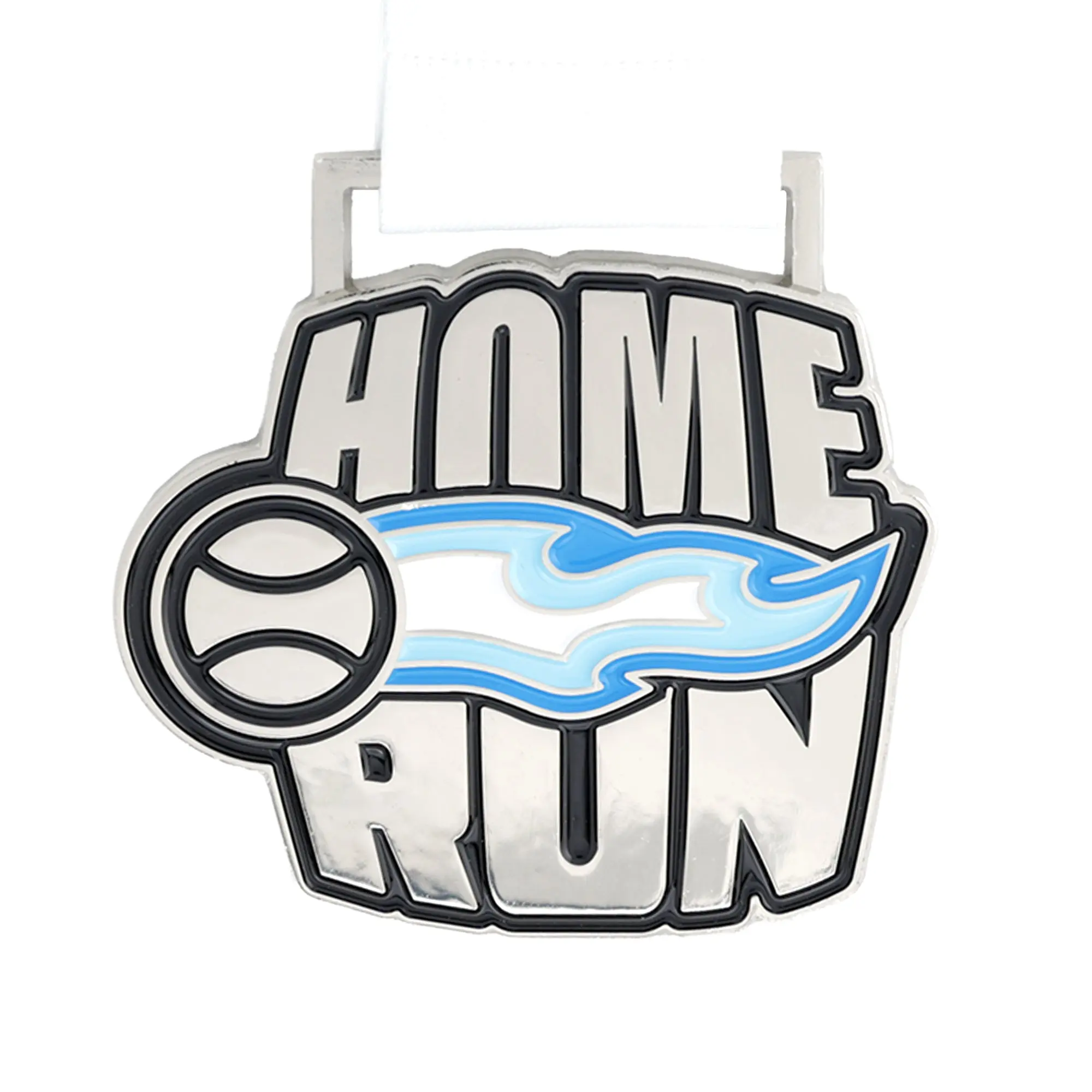 MED27 Home Run Medal Silver&Blue