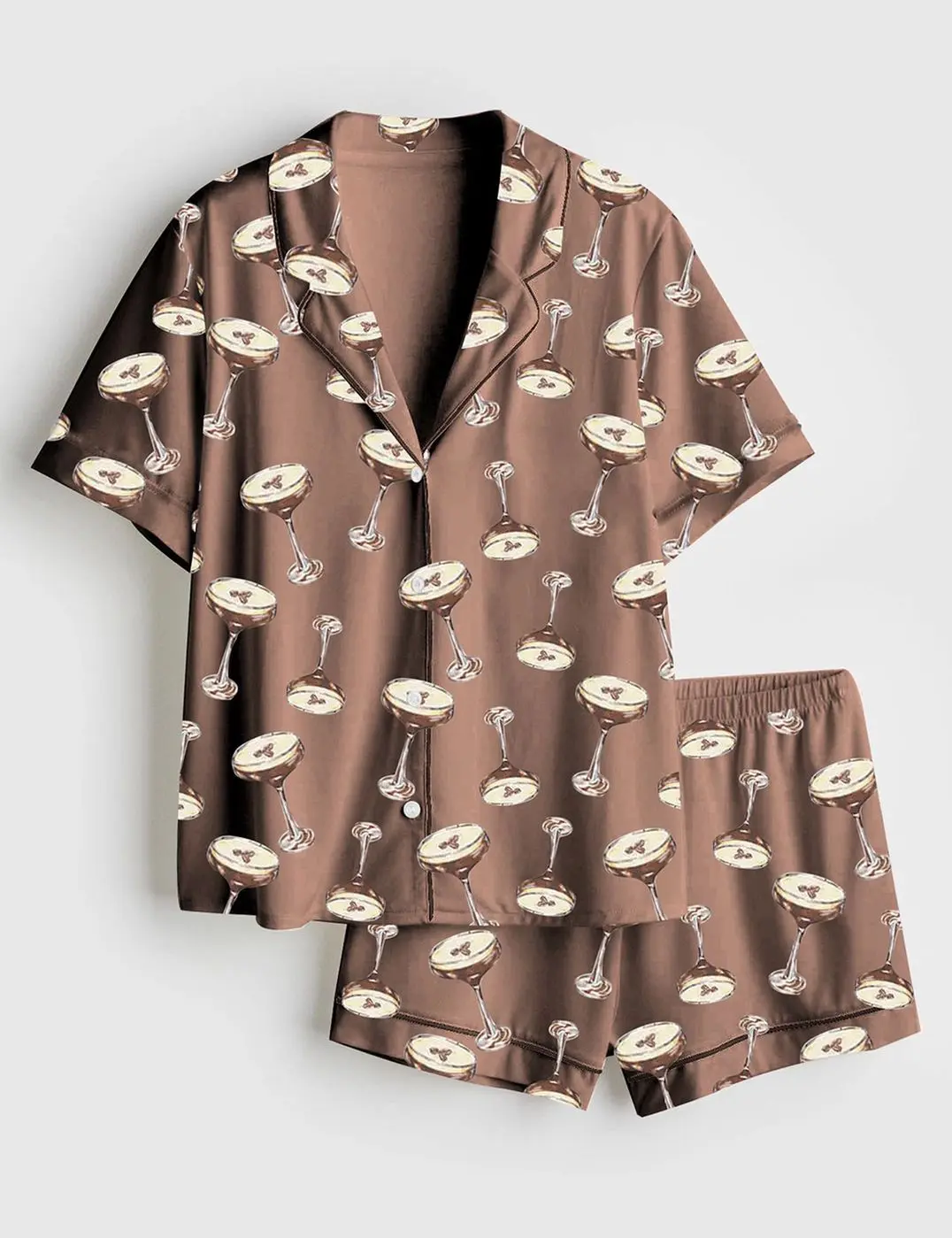 2025 Women s Espresso Martini Wedding Satin Pajama Set - Perfect for Bride & Bridesmaids!
