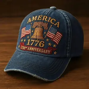 Unisex Personalized Wool Blend Shade Protection Patriotic Trucker Cap - 3D Print Art, 250th US Anniversary Design, Street Leisure Snapback Baseball Hat
