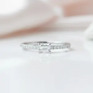 0.5ct Emerald Cut Diamond Option Simple Thin Circle Ring