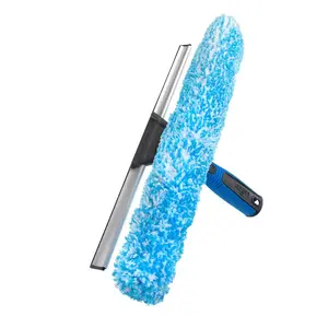 Unger 14 in. 2-in-1 Window Cleaner & Scrubber Combi with Microfiber Sleeve & Rubber Blade for Streak-Free Results Squeegee