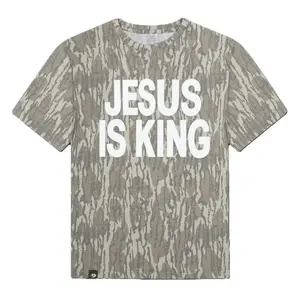 JESUS IS KING Bottomland Camo T-Shirt – Unisex Camouflage Short Sleeve Tee for Men and Women, Soft & Breathable Cotton Fabric