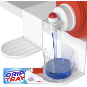 Laundry Detergent Drip Catcher [2 Pack] - Sturdy Detergent Cup Holder, Slides Under Tub - Hassle-Free Spill Prevention Solution - Keeps Room Tidy - -Have Laundry Room Accessories