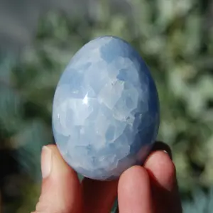 ONE 2in Blue Calcite Crystal Egg, Madagascar